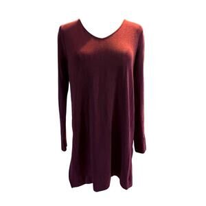 PureJill Luxe Tencel by J. Jill Burgundy V Neck Long Sleeve Tunic.  Size Small